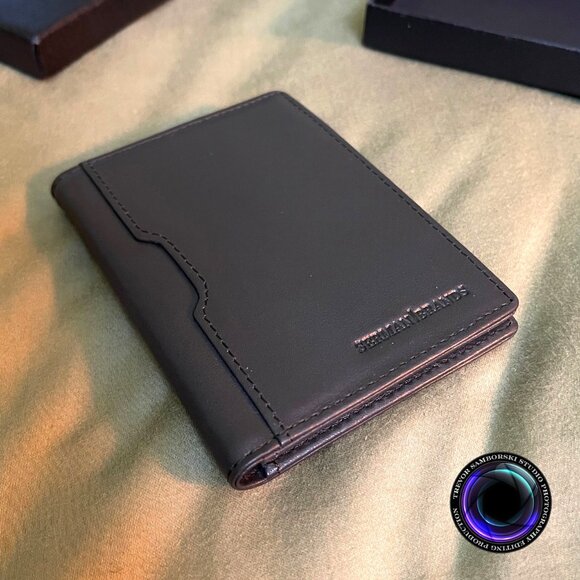 Men Green Slim leather RFID Blocking Minimalist Card Front Pocket Wallets - Picture 1 of 9